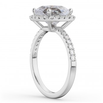 Cushion Cut Salt & Pepper Diamond Engagement Ring 14k White Gold (2.55ct)