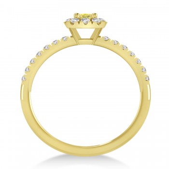 Emerald Yellow & White Diamond Halo Engagement Ring 14k Yellow Gold (0.68ct)