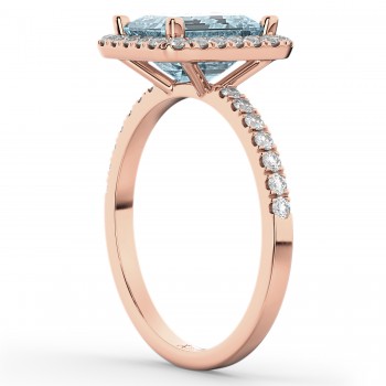Lab Aquamarine & Lab Grown Diamond Engagement Ring 18k Rose Gold (3.32ct)