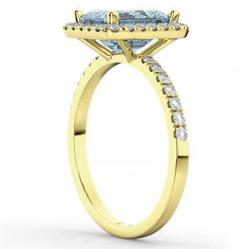 Lab Aquamarine & Lab Grown Diamond Engagement Ring 18k Yellow Gold (3.32ct)