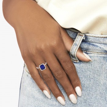 Blue Sapphire & Diamond Engagement Ring 14k Rose Gold (3.32ct)