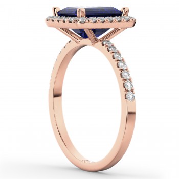 Blue Sapphire Diamond Engagement Ring 18k Rose Gold (3.32ct)