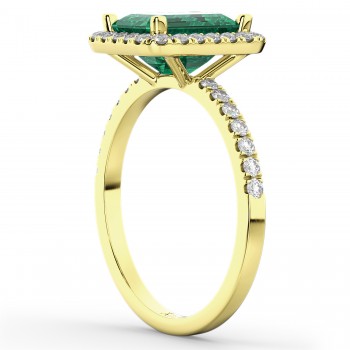 Lab Emerald & Lab Grown Diamond Engagement Ring 18k Yellow Gold (3.32ct)