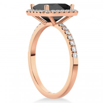 Black Onyx & Diamond Engagement Ring 14k Rose Gold (3.32ct)