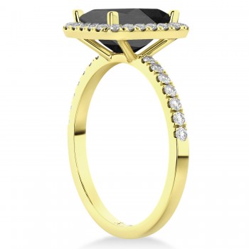 Black Onyx & Diamond Engagement Ring 14k Yellow Gold (3.32ct)