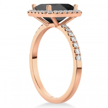 Black Onyx & Diamond Engagement Ring 18k Rose Gold (3.32ct)
