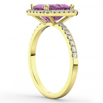 Lab Pink Sapphire Lab Grown Diamond Engagement Ring 18k Yellow Gold (3.32ct)