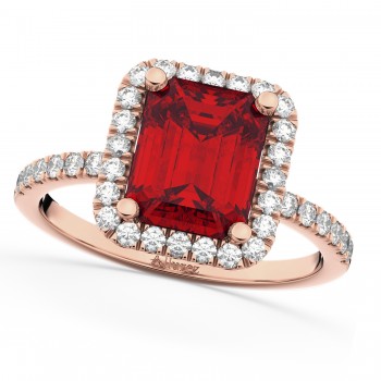 Lab Ruby & Lab Grown Diamond Engagement Ring 14k Rose Gold (3.32ct)