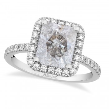 Salt & Pepper Lab Grown Diamond Engagement 14k White Gold (3.32 ct)