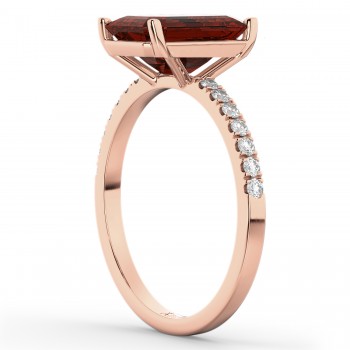 Emerald-Cut Garnet Diamond Engagement Ring 18k Rose Gold (2.96ct)