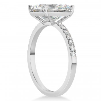 Emerald Cut Moissanite & Diamond Engagement Ring 14k White Gold (2.96ct)