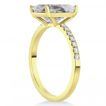 Emerald Cut Salt & Pepper & White Diamond Engagement Ring 14k Yellow Gold (2.96ct)