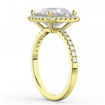 Princess Cut Halo Lab Grown Diamond Engagement Ring 14K Yellow Gold (3.58ct)