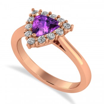 Diamond & Amethyst Trillion Cut Ring 14k Rose Gold (1.26ct)