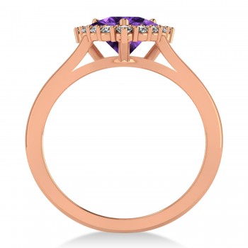 Diamond & Amethyst Trillion Cut Ring 14k Rose Gold (1.26ct)