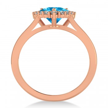 Diamond & Blue Topaz Trillion Cut Ring 14k Rose Gold (1.6ct)