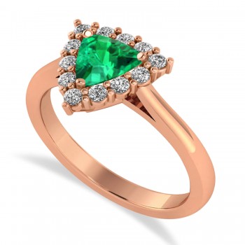 Diamond & Emerald Trillion Cut Ring 14k Rose Gold (1.28ct)