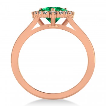 Diamond & Emerald Trillion Cut Ring 14k Rose Gold (1.28ct)