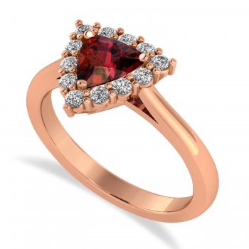 Diamond & Garnet Trillion Cut Ring 14k Rose Gold (1.7ct)