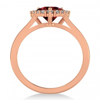 Diamond & Garnet Trillion Cut Ring 14k Rose Gold (1.7ct)