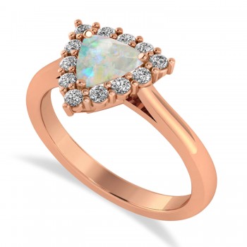 Diamond & Opal Trillion Cut Ring 14k Rose Gold (1.24ct)