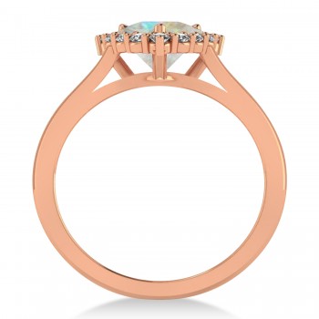 Diamond & Opal Trillion Cut Ring 14k Rose Gold (1.24ct)