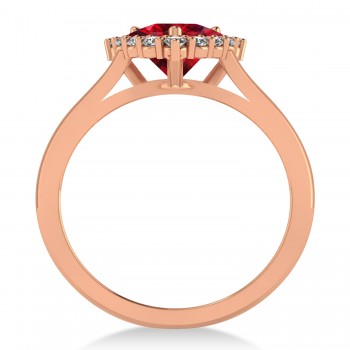 Diamond & Ruby Trillion Cut Ring 14k Rose Gold (1.79ct)