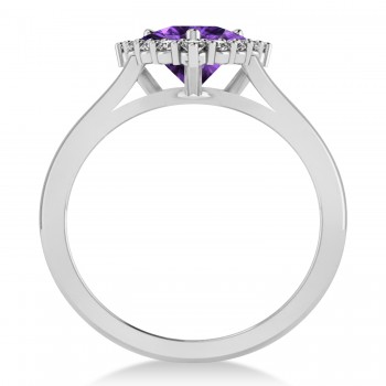 Diamond & Amethyst Trillion Cut Ring 14k White Gold (1.26ct)