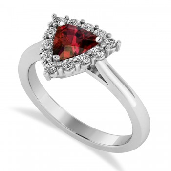 Diamond & Garnet Trillion Cut Ring 14k White Gold (1.7ct)