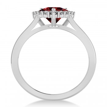 Diamond & Garnet Trillion Cut Ring 14k White Gold (1.7ct)