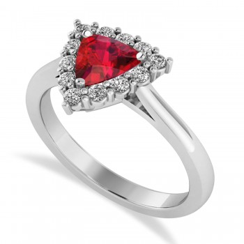 Diamond & Ruby Trillion Cut Ring 14k White Gold (1.79ct)