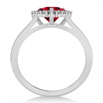 Diamond & Ruby Trillion Cut Ring 14k White Gold (1.79ct)