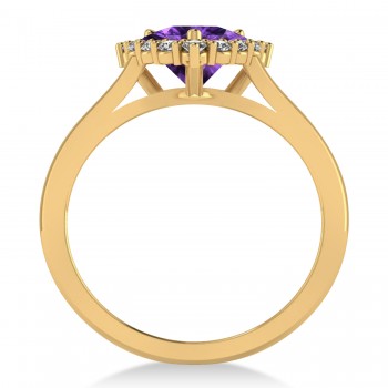 Diamond & Amethyst Trillion Cut Ring 14k Yellow Gold (1.26ct)