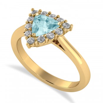 Diamond & Aquamarine Trillion Cut Ring 14k Yellow Gold (1.28ct)