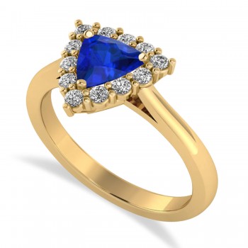Diamond & Blue Sapphire Trillion Cut Ring 14k Yellow Gold (1.78ct)
