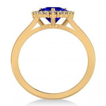 Diamond & Blue Sapphire Trillion Cut Ring 14k Yellow Gold (1.78ct)