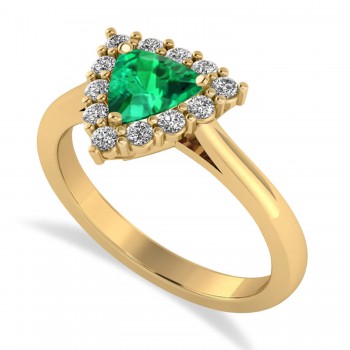 Diamond & Emerald Trillion Cut Ring 14k Yellow Gold (1.28ct)