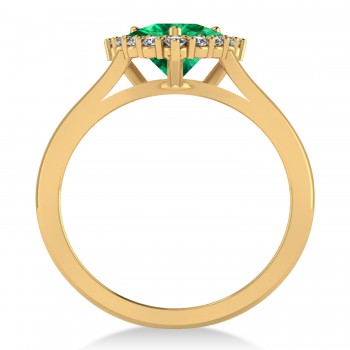 Diamond & Emerald Trillion Cut Ring 14k Yellow Gold (1.28ct)