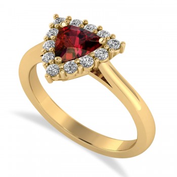 Diamond & Garnet Trillion Cut Ring 14k Yellow Gold (1.7ct)