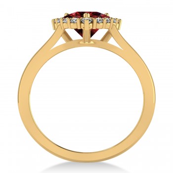 Diamond & Garnet Trillion Cut Ring 14k Yellow Gold (1.7ct)