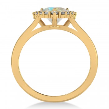 Diamond & Opal Trillion Cut Ring 14k Yellow Gold (1.24ct)