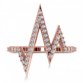 Round Diamond Heartbeat Pulse Vital Sign Ring 14k Rose Gold (0.42ct)