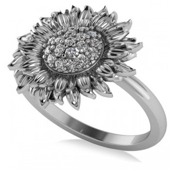 Diamond Sunflower Fashion Ring 14k White Gold (0.19ct)