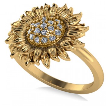 Diamond Sunflower Fashion Ring 14k Yellow Gold (0.19ct)