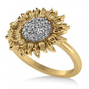 Diamond Sunflower Fashion Ring 14k Two-Tone Gold (0.19ct)
