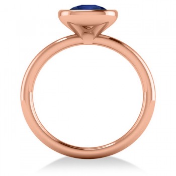 Cushion Cut Blue Sapphire Solitaire Engagement Ring 14k Rose Gold (1.90ct)