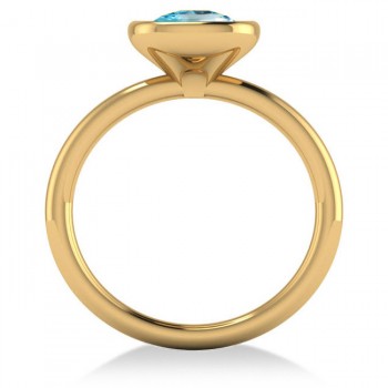 Cushion Cut Blue Topaz Solitaire Engagement Ring 14k Yellow Gold (1.90ct)