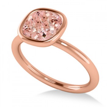 Cushion Cut Pink Morganite Solitaire Engagement Ring 14k Rose Gold (1.90ct)