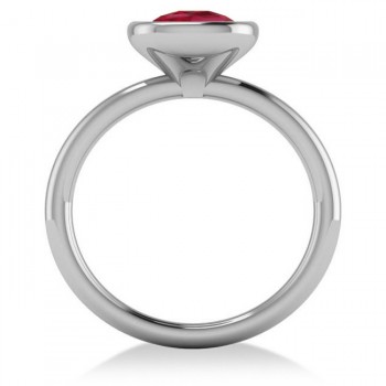 Cushion Cut Ruby Solitaire Engagement Ring 14k White Gold (1.90ct)
