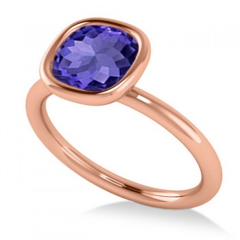 Cushion Cut Tanzanite Solitaire Engagement Ring 14k Rose Gold (1.90ct)